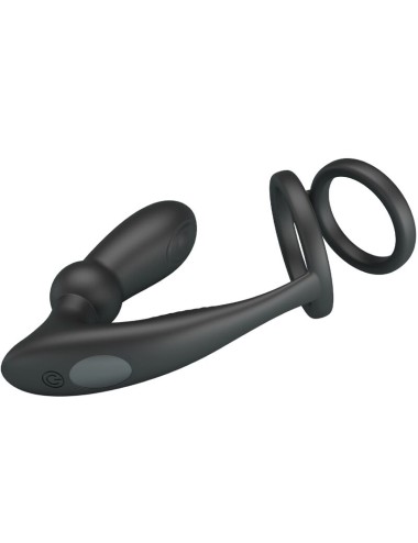 PRETTY LOVE - EMONI ANILLO PENE + PLUG ANAL 12 VIBRACIONES NEGRO