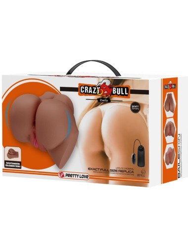 CRAZY BULL - EMILIA TRASERO VIBRADOR CON VAGINA Y ANO REALÍSTICO NATURAL CONTROL REMOTO