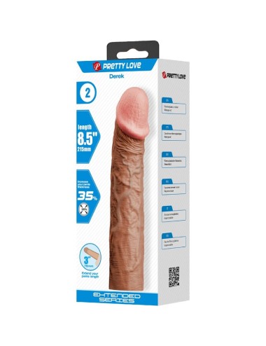 PRETTY LOVE - DEREK FUNDA PENE CON EXTENSIÓN DE 7.6 CM MULATO