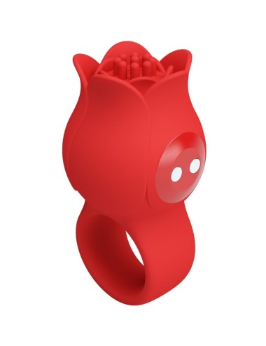 PRETTY LOVE - JAE VIBRADOR DE DEDO FORMA DE ROSA 10 VIBRACIONES ROJO