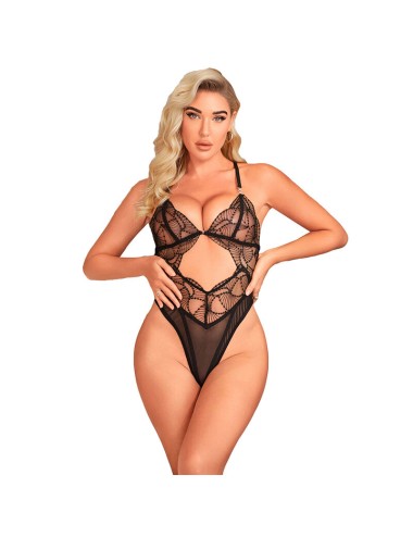 SUBBLIME - 955229 BODY TRANSPARENTE CON ENCAJE HUECO NEGRO L/XL