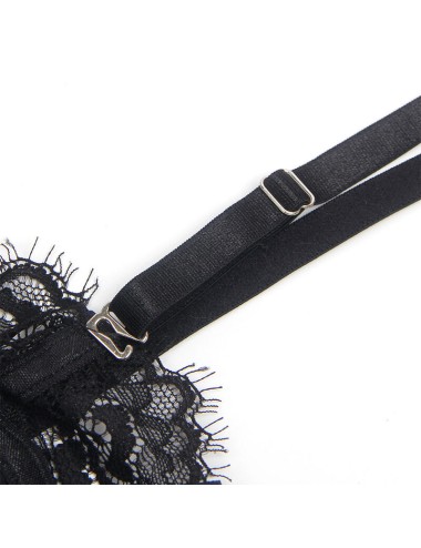 SUBBLIME - 955502 BODY DE ENCAJE CON LAZOS Y LIGAS NEGRO L/XL
