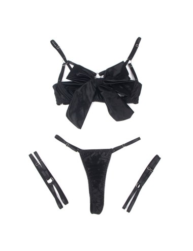 SUBBLIME - 955199 SET SUJETADOR CON LAZO NEGRO AJUSTABLE S/M