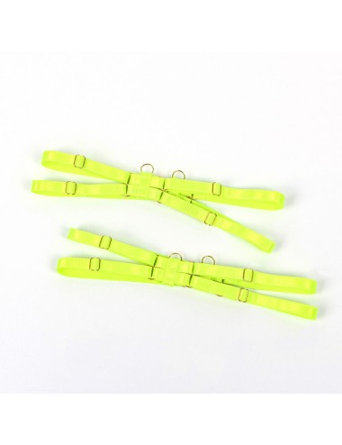 SUBBLIME - 955274 SET SUJETADOR CON COLLAR Y DETALLES PARA PIERNAS VERDE FLUORESCENTE S/M