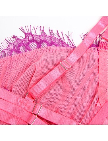 SUBBLIME - 955359 SET SUJETADOR CON ENCAJE Y LIGUEROS ROSA Y MORADO S/M