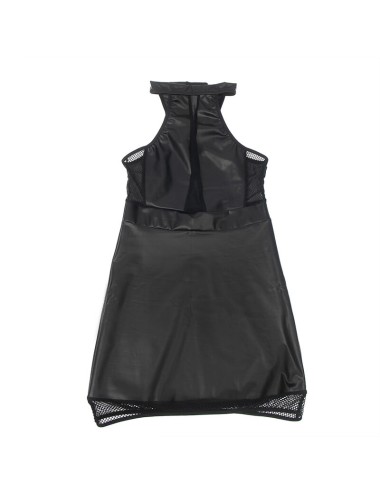 SUBBLIME - 955472 VESTIDO CUELLO HALTER CON TRANSPARENCIAS NEGRO S/M
