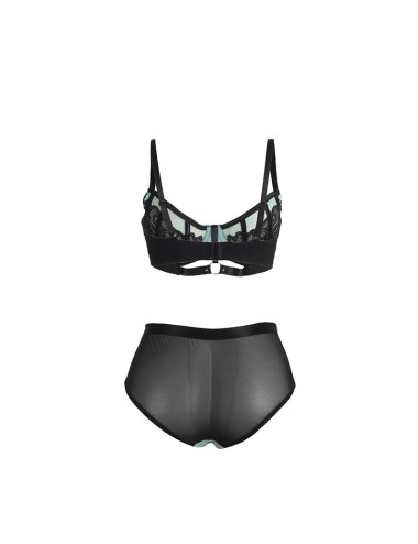 SUBBLIME - 955557 CONJUNTO SUJETADOR CON CREMALLERA DE MALLA DE CHAROL VERDE S/M