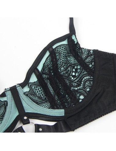 SUBBLIME - 955557 CONJUNTO SUJETADOR CON CREMALLERA DE MALLA DE CHAROL VERDE S/M