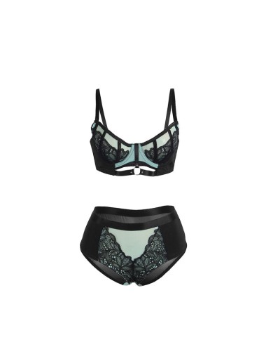 SUBBLIME - 955564 CONJUNTO SUJETADOR CON CREMALLERA DE MALLA DE CHAROL VERDE L/XL