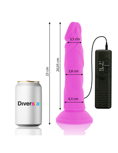 DIVERSIA - DILDO FLEXIBLE CON VIBRACION LILA 23 CM -O- 4.3 CM