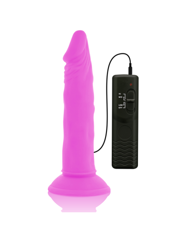 DIVERSIA - DILDO FLEXIBLE CON VIBRACION LILA 23 CM -O- 4.3 CM