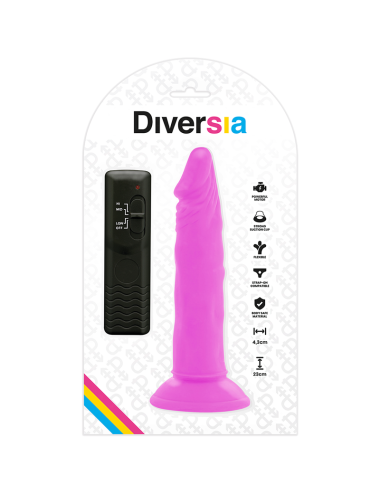 DIVERSIA - DILDO FLEXIBLE CON VIBRACION LILA 23 CM -O- 4.3 CM
