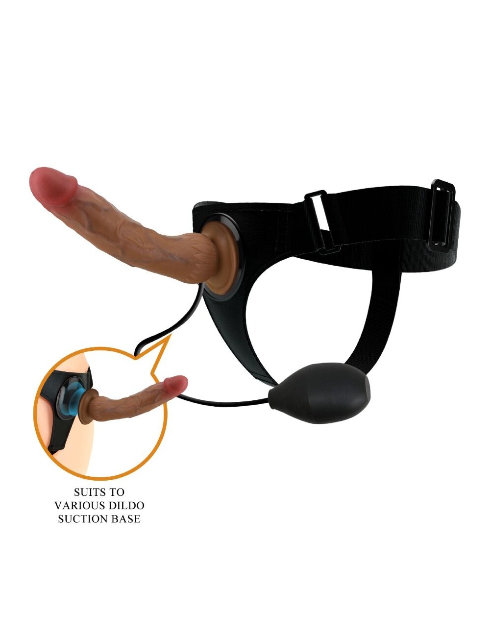 PRETTY LOVE - KYTON HARNESS BRIEFS UNIVERSAL CON DILDO SQUIRTING 19 CM MULATO