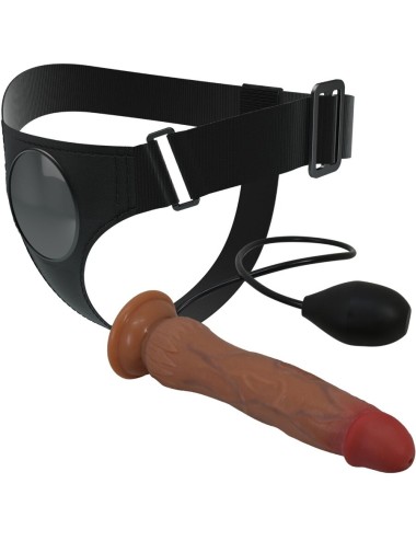PRETTY LOVE - KYTON HARNESS BRIEFS UNIVERSAL CON DILDO SQUIRTING 19 CM MULATO