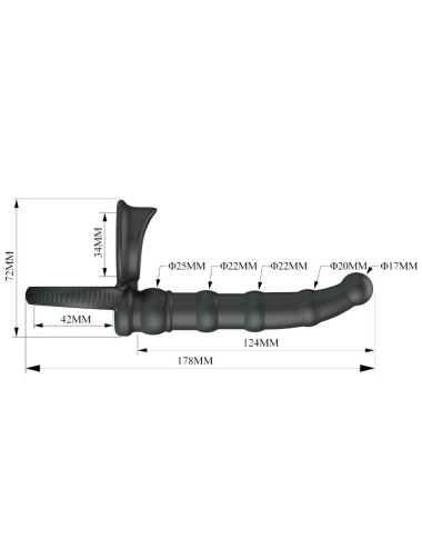 PRETTY LOVE - TATUM ANILLO VIBRADOR PENE CON PLUG 10 VIBRACIONES NEGRO