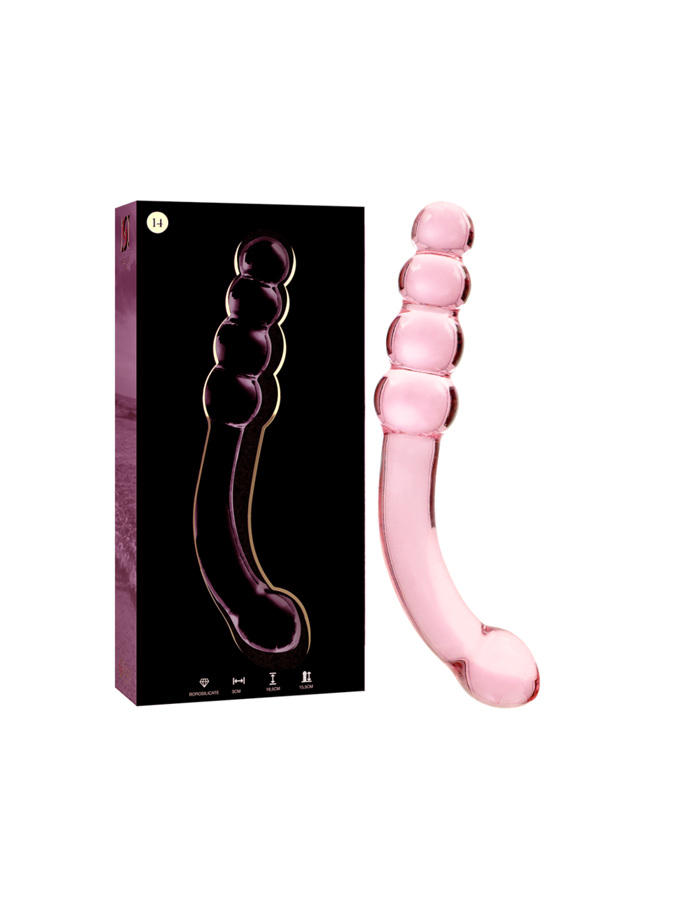 NEBULA SERIES BY IBIZA - MODELO 14 DILDO CRISTAL ROSA 18.5 CM -O- 3 CM