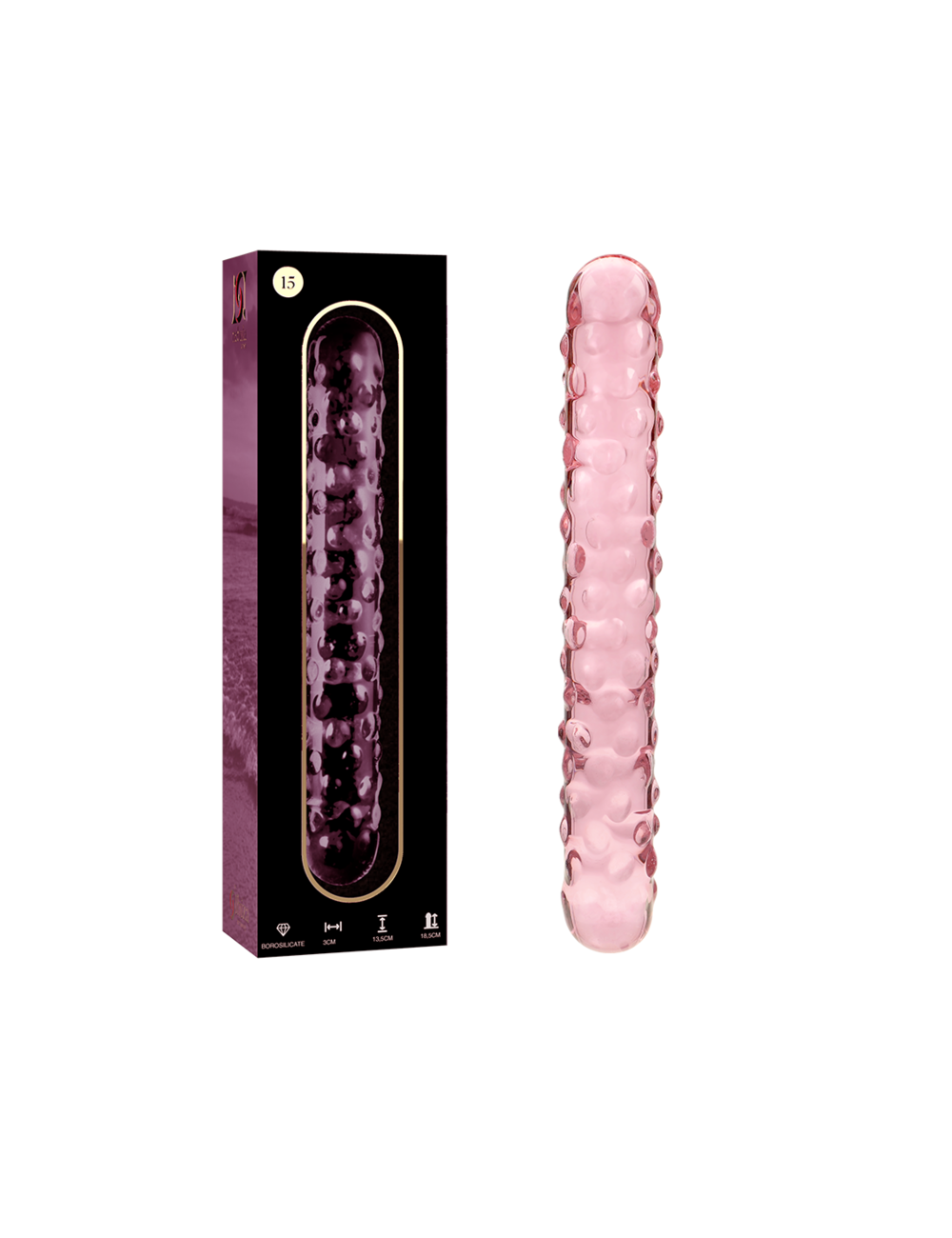 NEBULA SERIES BY IBIZA - MODELO 15 DILDO CRISTAL ROSA 18.5 CM -O- 3 CM