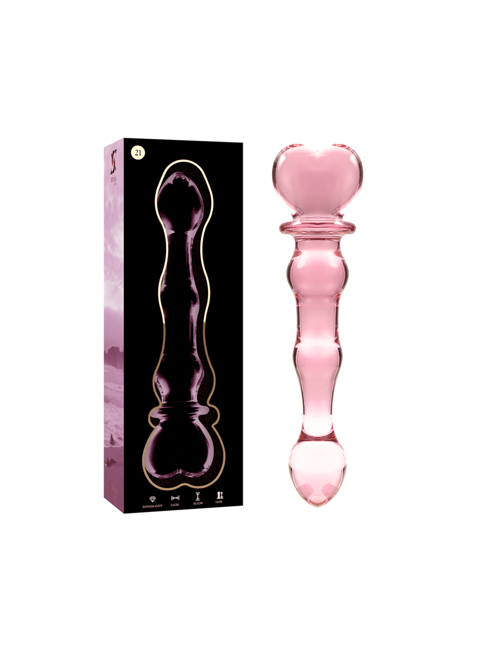 NEBULA SERIES BY IBIZA - MODELO 21 DILDO CRISTAL ROSA 20.5 CM -O- 3.5 CM