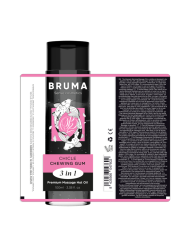 BRUMA - ACEITE DE MASAJE PREMIUM EFECTO CALOR SABOR CHICLE 3 EN 1 - 100 ML