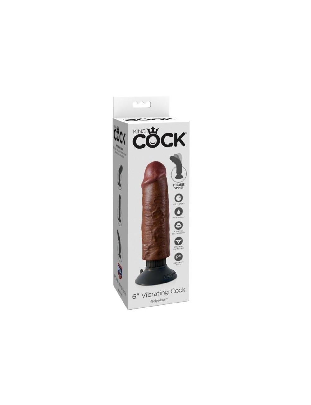 KING COCK - DILDO VIBRADOR MARRÓN 15.24 CM