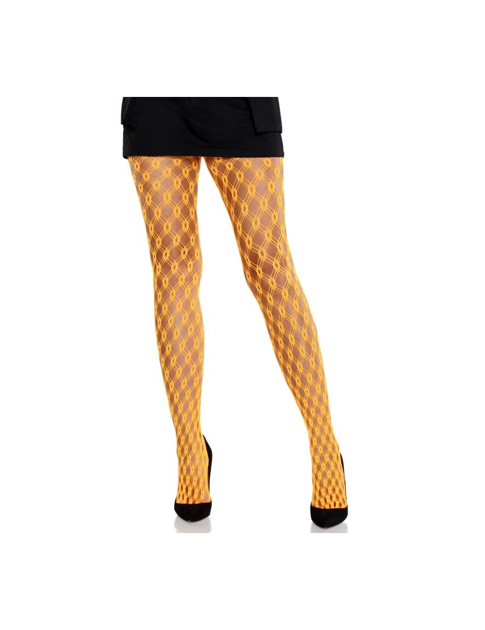 LEG AVENUE - MALLAS DE ENCAJE CON OJALES NARANJA NEÓN LEG AVENUE - MALLAS DE ENCAJE CON OJALES NARANJA NEÓN