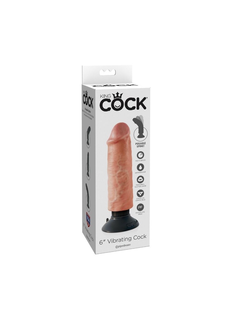 KING COCK - DILDO VIBRADOR 15.24 CM NATURAL