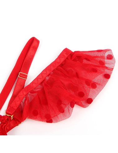 SUBBLIME - 957506 CONJUNTO SUJETADOR Y LIGA DE ENCAJE ROJO S/M