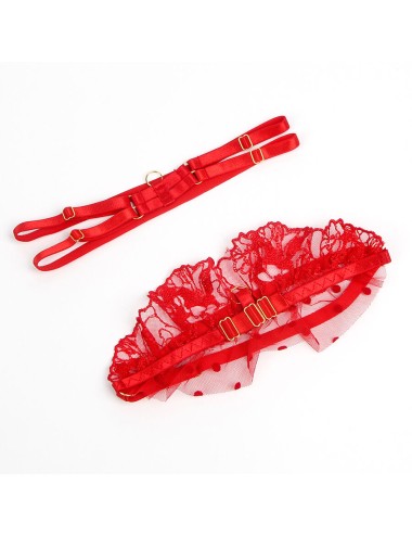 SUBBLIME - 957506 CONJUNTO SUJETADOR Y LIGA DE ENCAJE ROJO S/M