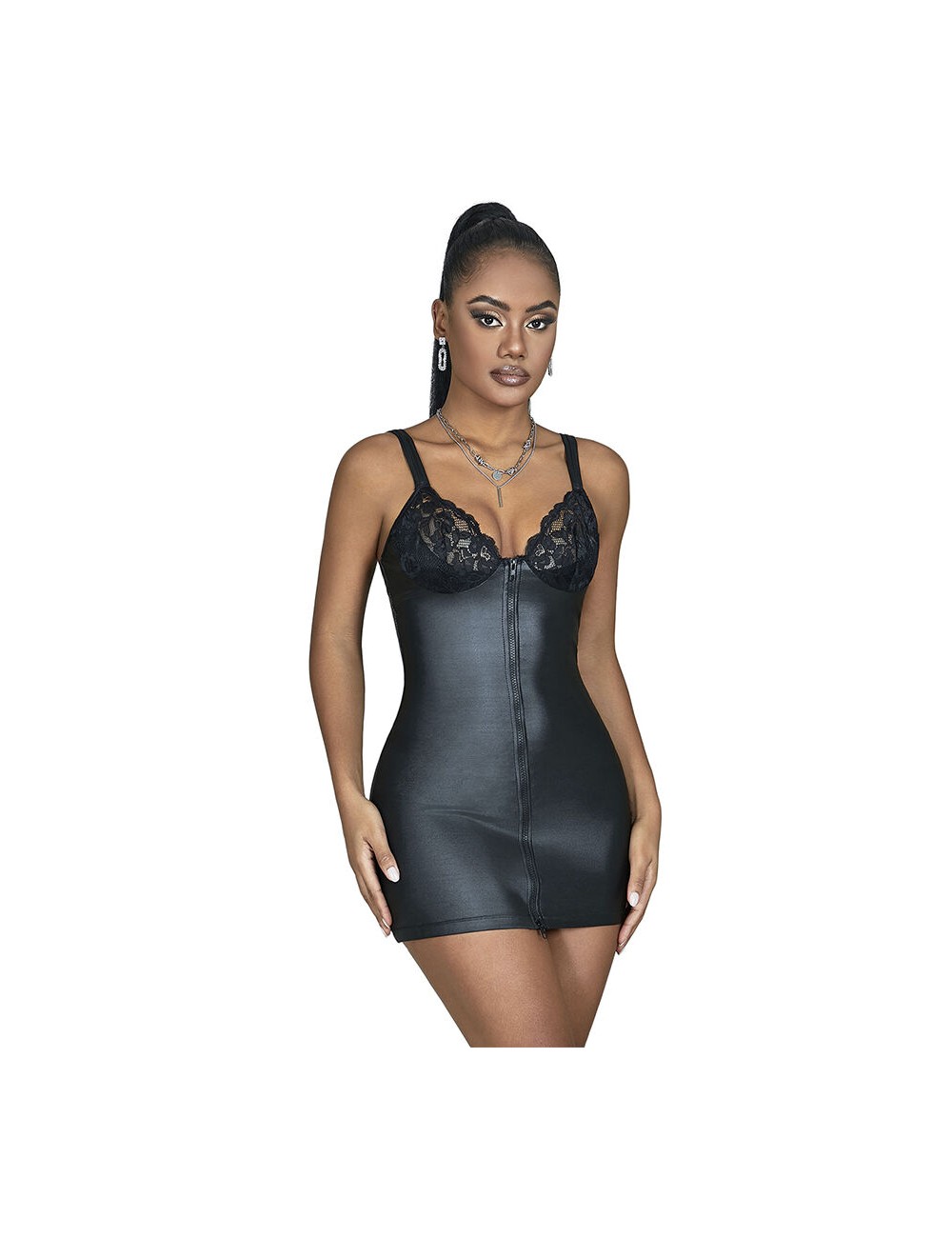 SUBBLIME - 957568 VESTIDO DE CUERO CON CREMALLERA NEGRO S/M