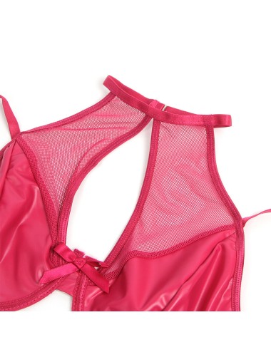 SUBBLIME - 957612 CONJUNTO SUJETADOR Y FALDA DE CUERO ROJO L/XL