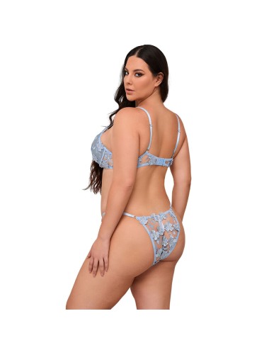 SUBBLIME - 957636 CONJUNTO SUJETADOR Y PANTIES CON BORDADOS DE FLORES CELESTE L/XL