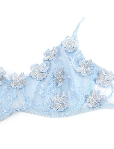 SUBBLIME - 957636 CONJUNTO SUJETADOR Y PANTIES CON BORDADOS DE FLORES CELESTE L/XL