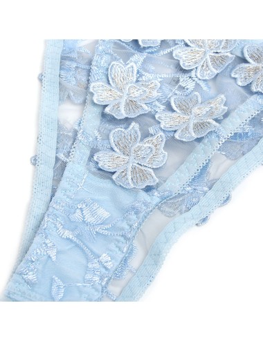 SUBBLIME - 957636 CONJUNTO SUJETADOR Y PANTIES CON BORDADOS DE FLORES CELESTE L/XL