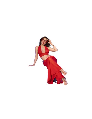 CHILIROSE - CR  4857 SET TOP Y PANTALONES ROJO TALLA XL