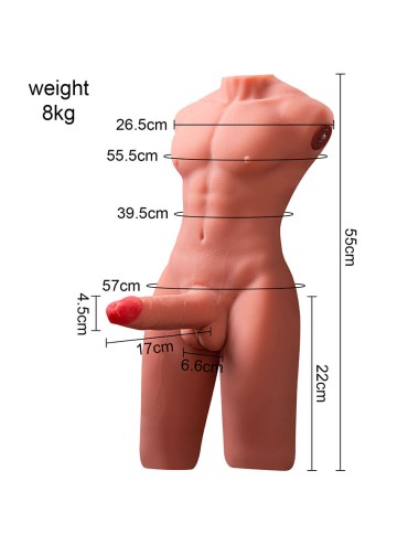 XISE - JASON HALF BODY TORSO REALÍSTICO MASCULINO CON THRUSTING Y VIBRACIÓN 55 CM