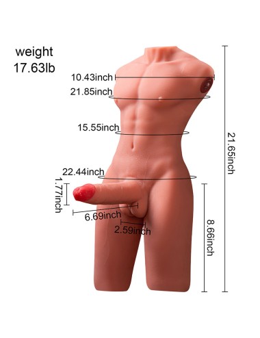 XISE - JASON HALF BODY TORSO REALÍSTICO MASCULINO CON THRUSTING Y VIBRACIÓN 55 CM