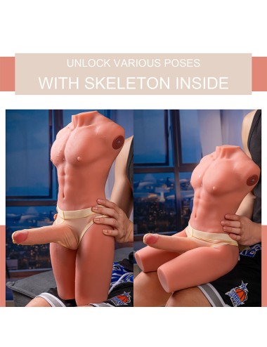 XISE - JASON HALF BODY TORSO REALÍSTICO MASCULINO CON THRUSTING Y VIBRACIÓN 55 CM