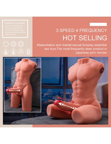 XISE - JASON HALF BODY TORSO REALÍSTICO MASCULINO CON THRUSTING Y VIBRACIÓN 55 CM