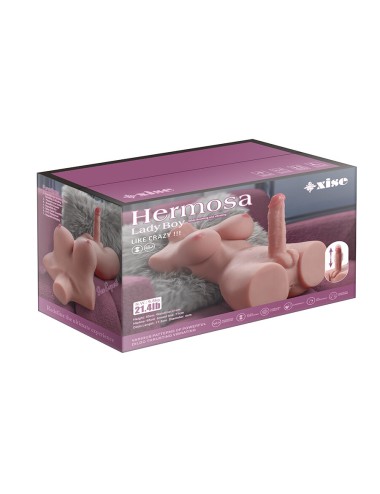 XISE - HERMOSA LADY BOY TORSO FEMENINO CON DILDO CON VIBRACIÓN Y THRUSTING 49 CM