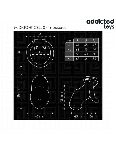 ADDICTED TOYS LOCKED - MINDNIGHT CELL JAULA PARA PENE TALLA S 4.8 CM