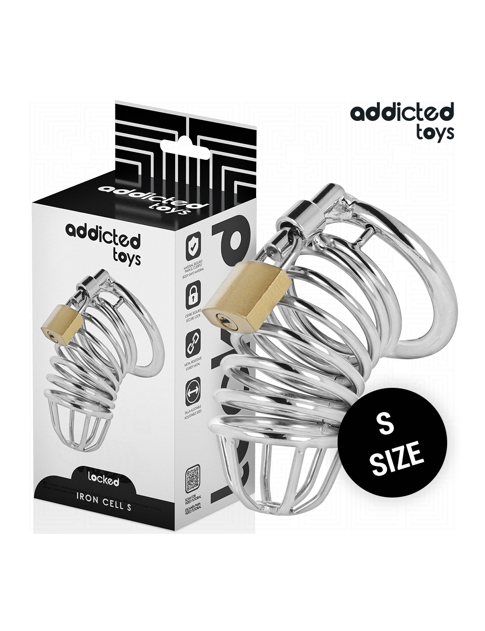 ADDICTED TOYS LOCKED - IRON CELL JAULA PARA PENE DE METAL 4 CM TALLA S ADDICTED TOYS LOCKED - IRON CELL JAULA PARA PENE DE METAL 4 CM TALLA S
