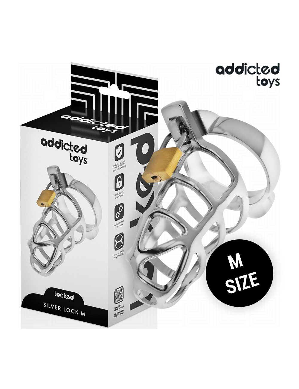 ADDICTED TOYS LOCKED - SILVER LOCK JAULA PARA PENE DE METAL TALLA M ADDICTED TOYS LOCKED - SILVER LOCK JAULA PARA PENE DE METAL TALLA M