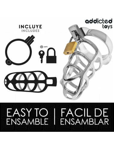 ADDICTED TOYS LOCKED - SILVER LOCK JAULA PARA PENE DE METAL TALLA M