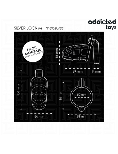 ADDICTED TOYS LOCKED - SILVER LOCK JAULA PARA PENE DE METAL TALLA M