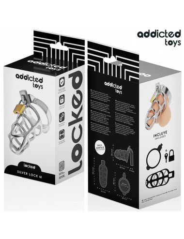 ADDICTED TOYS LOCKED - SILVER LOCK JAULA PARA PENE DE METAL TALLA M