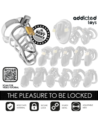 ADDICTED TOYS LOCKED - SILVER LOCK JAULA PARA PENE DE METAL TALLA M
