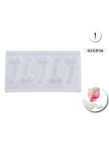 DIABLO PICANTE - MOLDE DE HIELO CON FORMA DE PENE 5 CAVIDADES