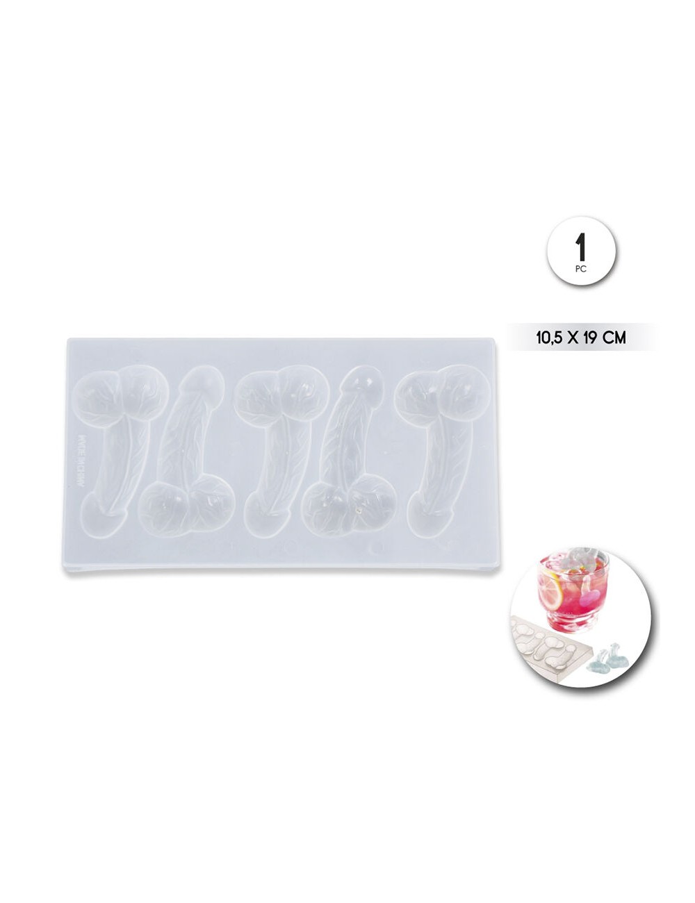 DIABLO PICANTE - MOLDE DE HIELO CON FORMA DE PENE 5 CAVIDADES