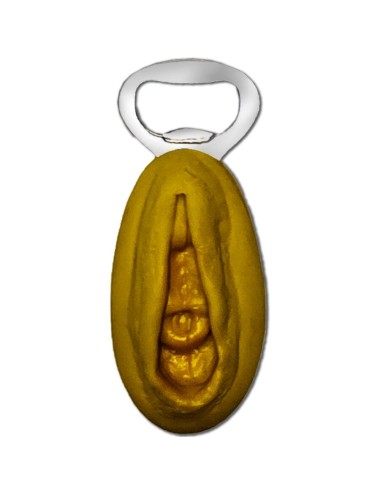 DIABLO PICANTE - ABRIDOR PLATEADO CON FORMA VAGINA DORADA
