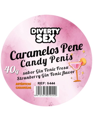 DIABLO PICANTE - 20 CARAMELOS CON FORMA DE PENE CON SABOR GIN TONIC